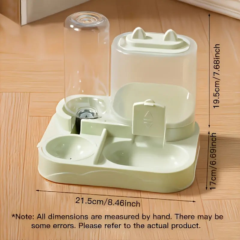 Automatic 2-in-1 Cat Feeder and Water Dispenser with Gravity Feeding Station, BPA-Free Design, Dry-Wet Separation, Ideal for Indoor Cats and Dogs, Travel-Friendly