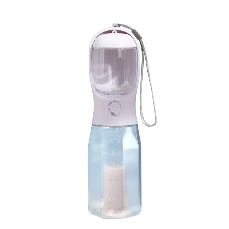3-in-1 Portable Water Bottle and Travel Bowl for Dogs with Food Container and Waste Bag Holder - 20oz Blue, Ideal for Outdoor Activities and Hiking