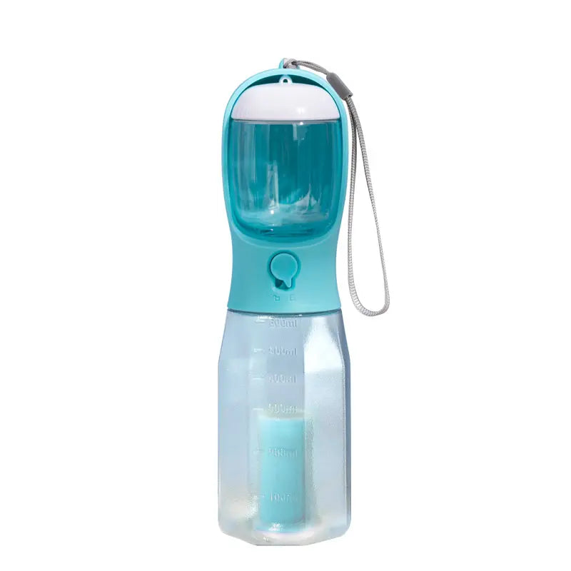 3-in-1 Portable Water Bottle and Travel Bowl for Dogs with Food Container and Waste Bag Holder - 20oz Blue, Ideal for Outdoor Activities and Hiking