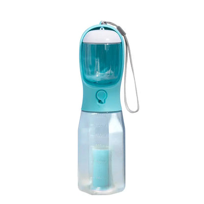 3-in-1 Portable Water Bottle and Travel Bowl for Dogs with Food Container and Waste Bag Holder - 20oz Blue, Ideal for Outdoor Activities and Hiking