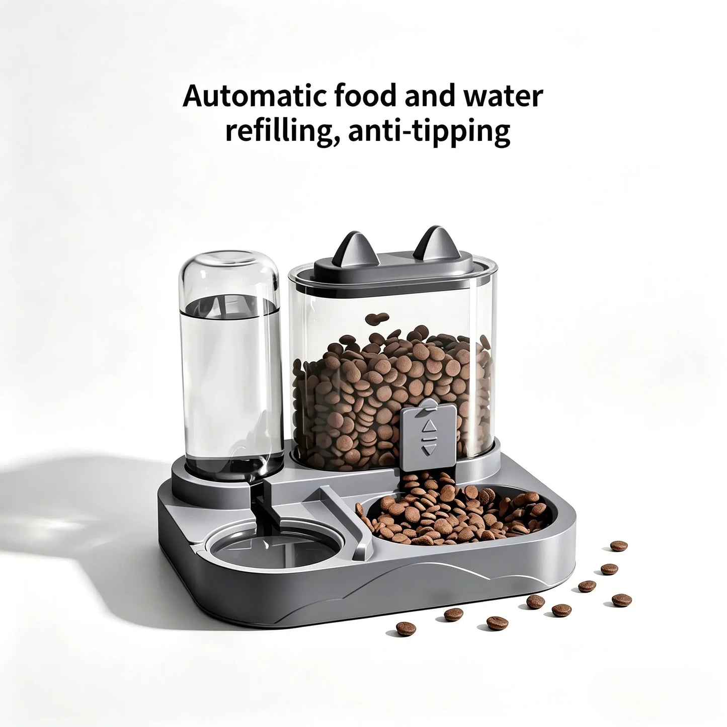 Automatic 2-in-1 Cat Feeder and Water Dispenser with Gravity Feeding Station, BPA-Free Design, Dry-Wet Separation, Ideal for Indoor Cats and Dogs, Travel-Friendly