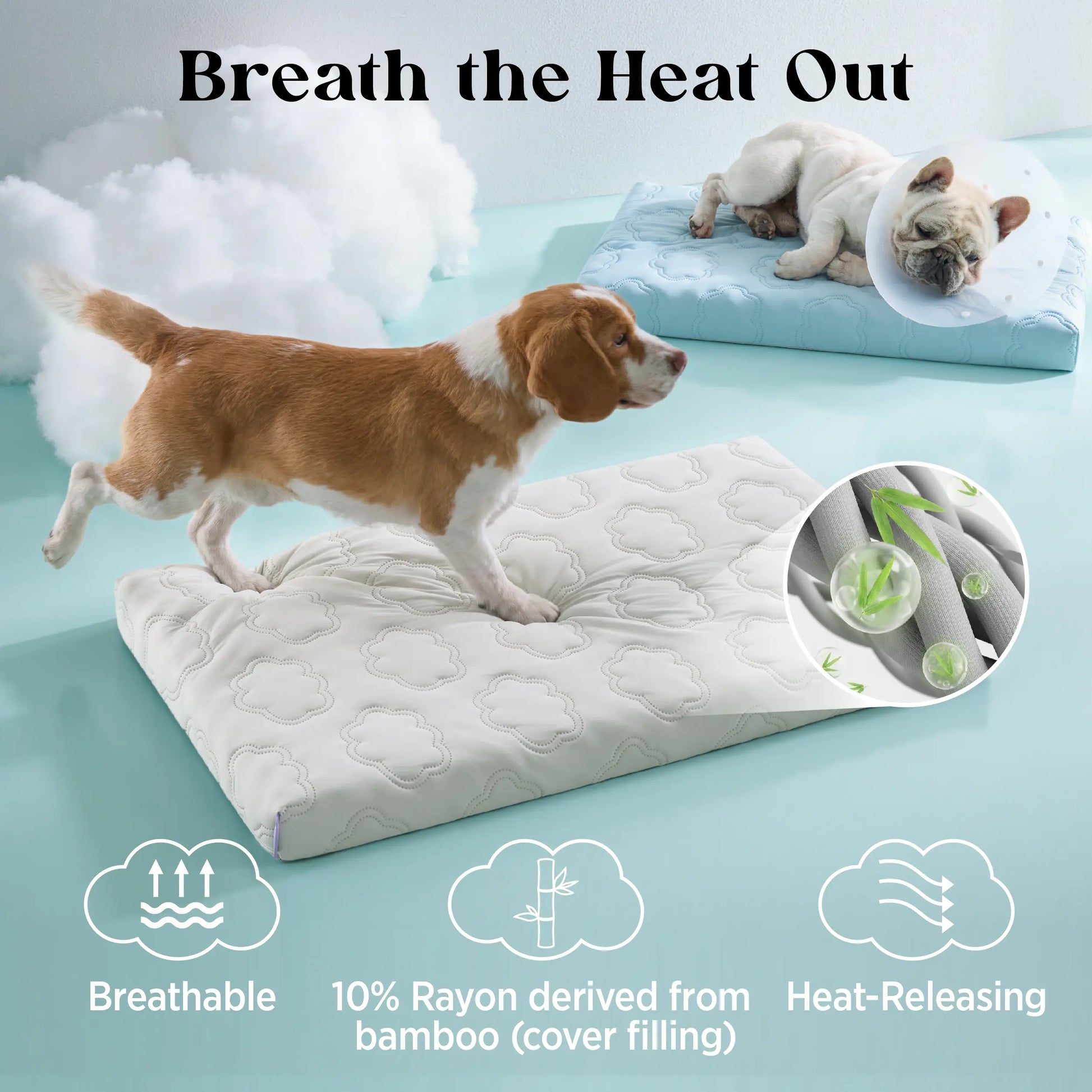 Lesure Orthopedic Cooling Dog Mat - Q-Max>0.5 with Washable Cover and Non-Slip Egg Crate Foam for Extra Large Dogs