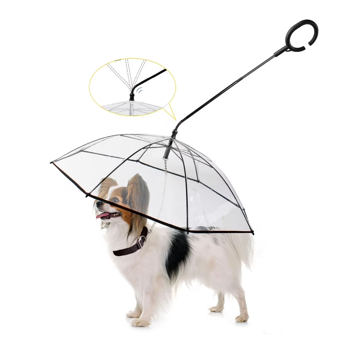 Clear Pet Umbrella with Flexible Handle and Leash for Small Dogs