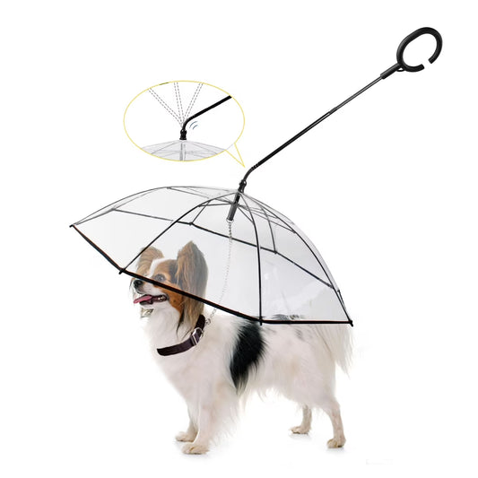 Clear Pet Umbrella with Flexible Handle and Leash for Small Dogs
