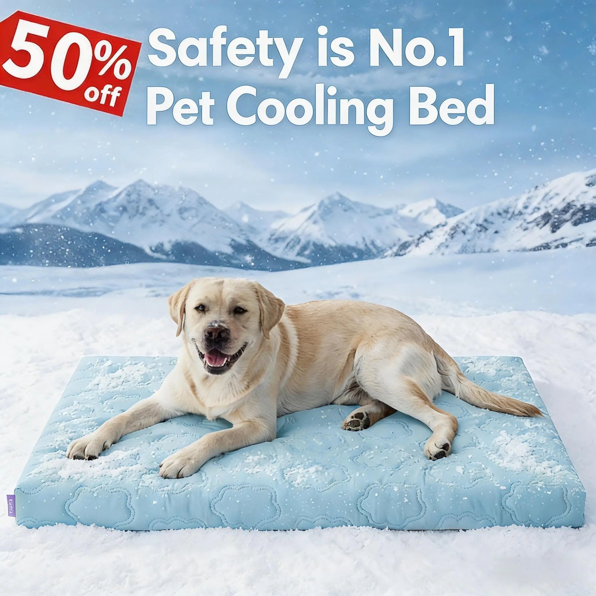 Lesure Orthopedic Cooling Dog Mat - Q-Max>0.5 with Washable Cover and Non-Slip Egg Crate Foam for Extra Large Dogs