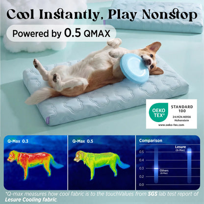 Lesure Orthopedic Cooling Dog Mat - Q-Max>0.5 with Washable Cover and Non-Slip Egg Crate Foam for Extra Large Dogs