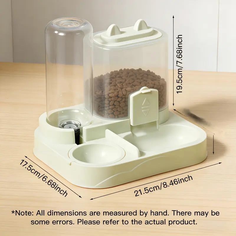 Automatic 2-in-1 Cat Feeder and Water Dispenser with Gravity Feeding Station, BPA-Free Design, Dry-Wet Separation, Ideal for Indoor Cats and Dogs, Travel-Friendly
