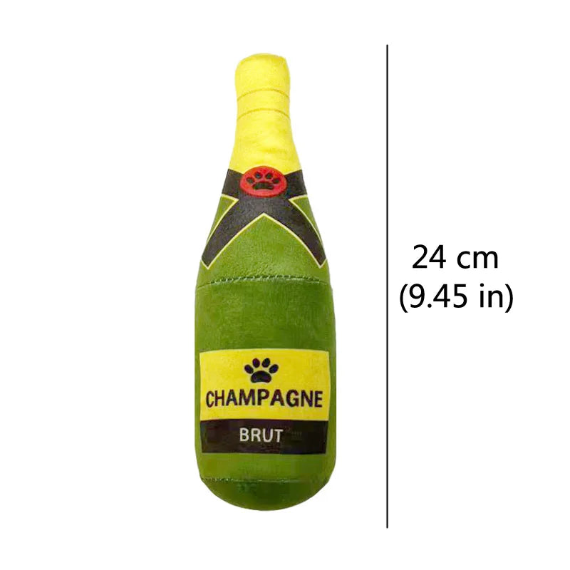 Interactive Plush Dog Toy - Beer Bottle Shape, Squeaky Chew Toy for Small and Large Dogs, Promotes Dental Health and Engaging Playtime