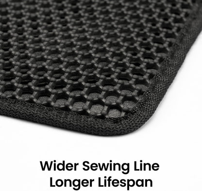 Compact Cat Litter Mat 23.6" x 14.6" - Waterproof and Leakproof Back Layer, Honeycomb Design for Effective Litter Trapping, Washable and Easy to Clean, Scatter Control, Black