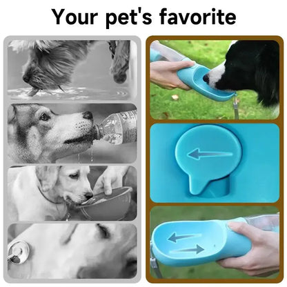 3-in-1 Portable Water Bottle and Travel Bowl for Dogs with Food Container and Waste Bag Holder - 20oz Blue, Ideal for Outdoor Activities and Hiking