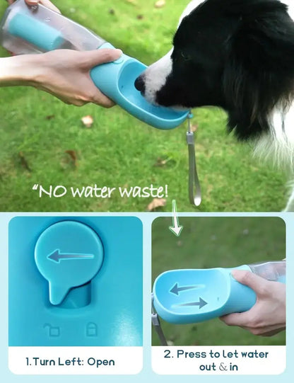 3-in-1 Portable Water Bottle and Travel Bowl for Dogs with Food Container and Waste Bag Holder - 20oz Blue, Ideal for Outdoor Activities and Hiking