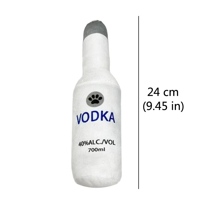 Interactive Plush Dog Toy - Beer Bottle Shape, Squeaky Chew Toy for Small and Large Dogs, Promotes Dental Health and Engaging Playtime